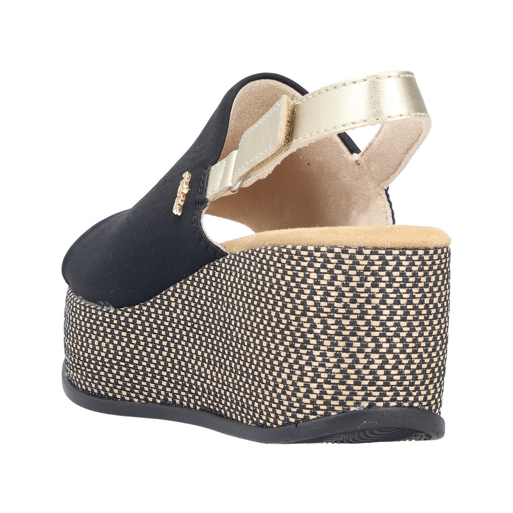 Rieker 69460-00 Black / Pale Gold Sandals