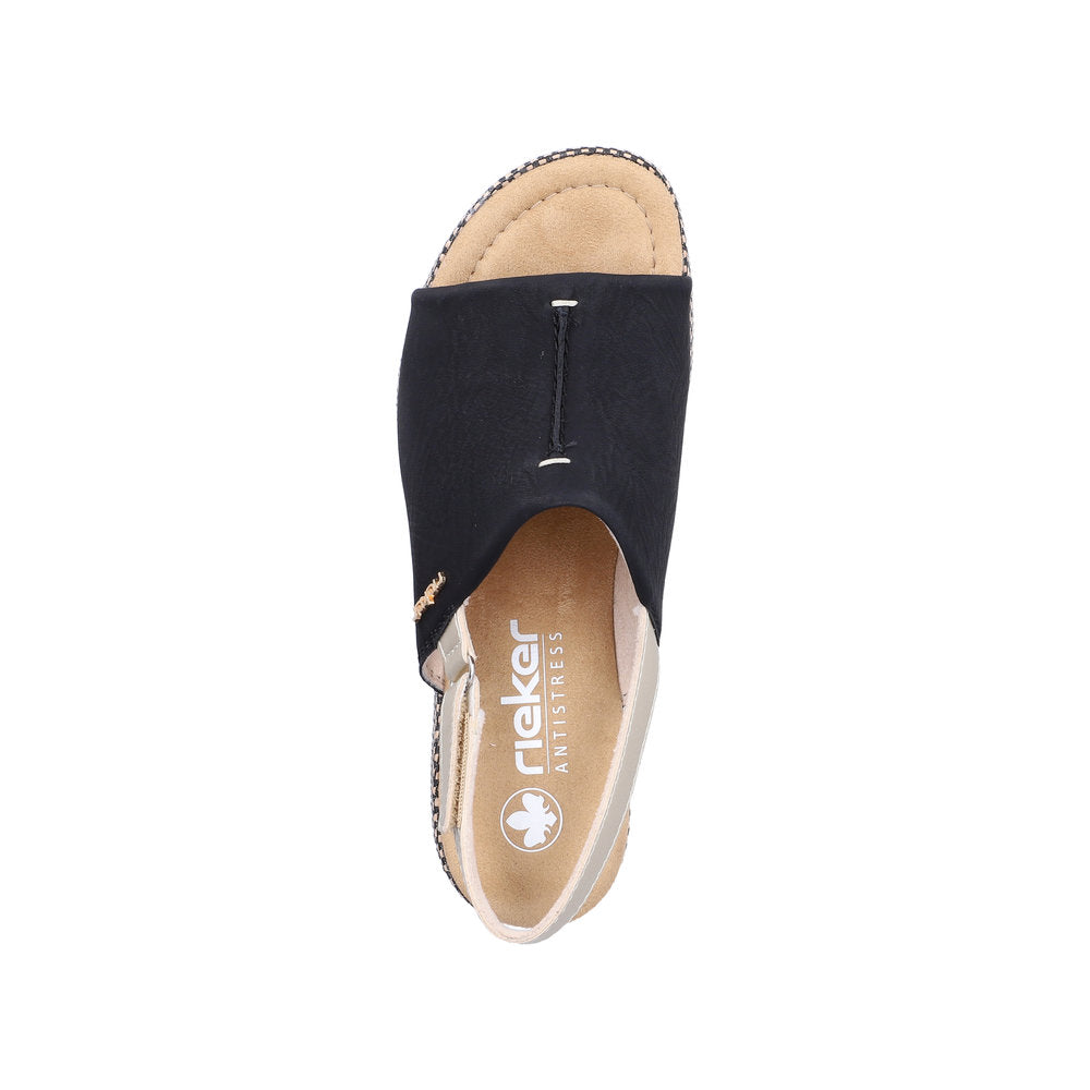 Rieker 69460-00 Black / Pale Gold Sandals