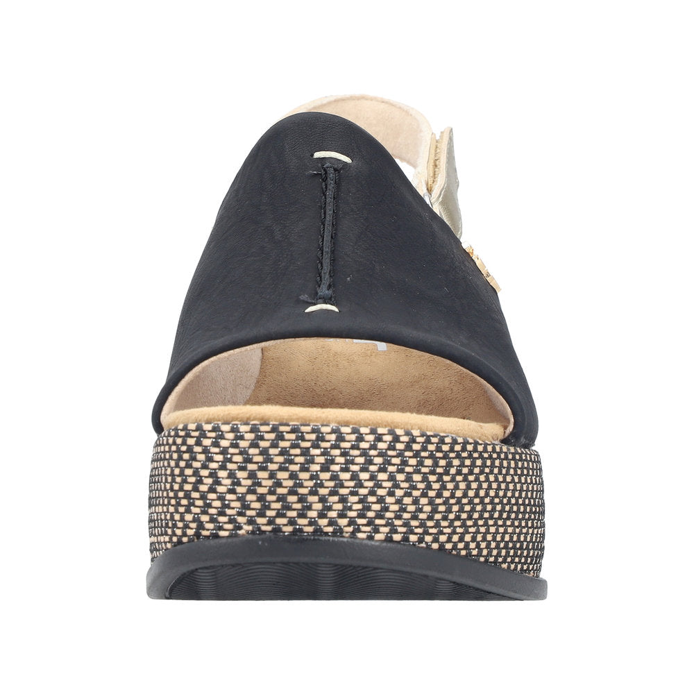 Rieker 69460-00 Black / Pale Gold Sandals