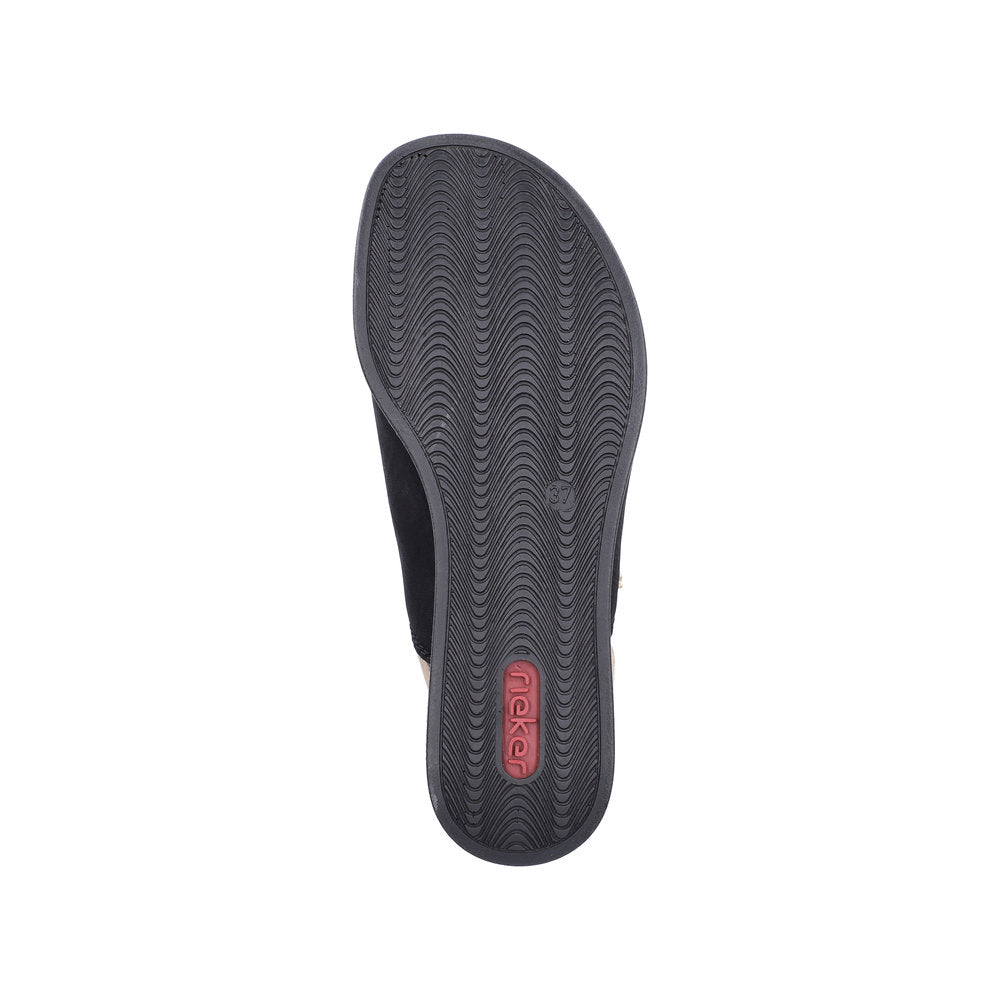 Rieker 69460-00 Black / Pale Gold Sandals