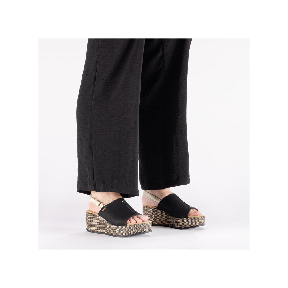 Rieker 69460-00 Black / Pale Gold Sandals
