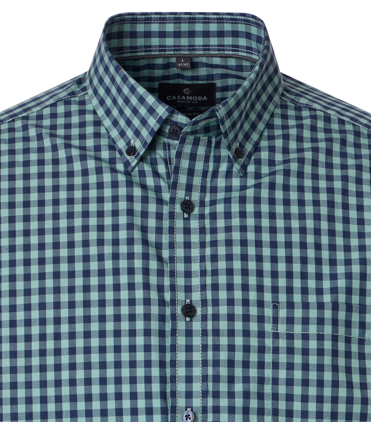 Casa Moda 126130861 300 Green Short Sleeve Casual Shirt