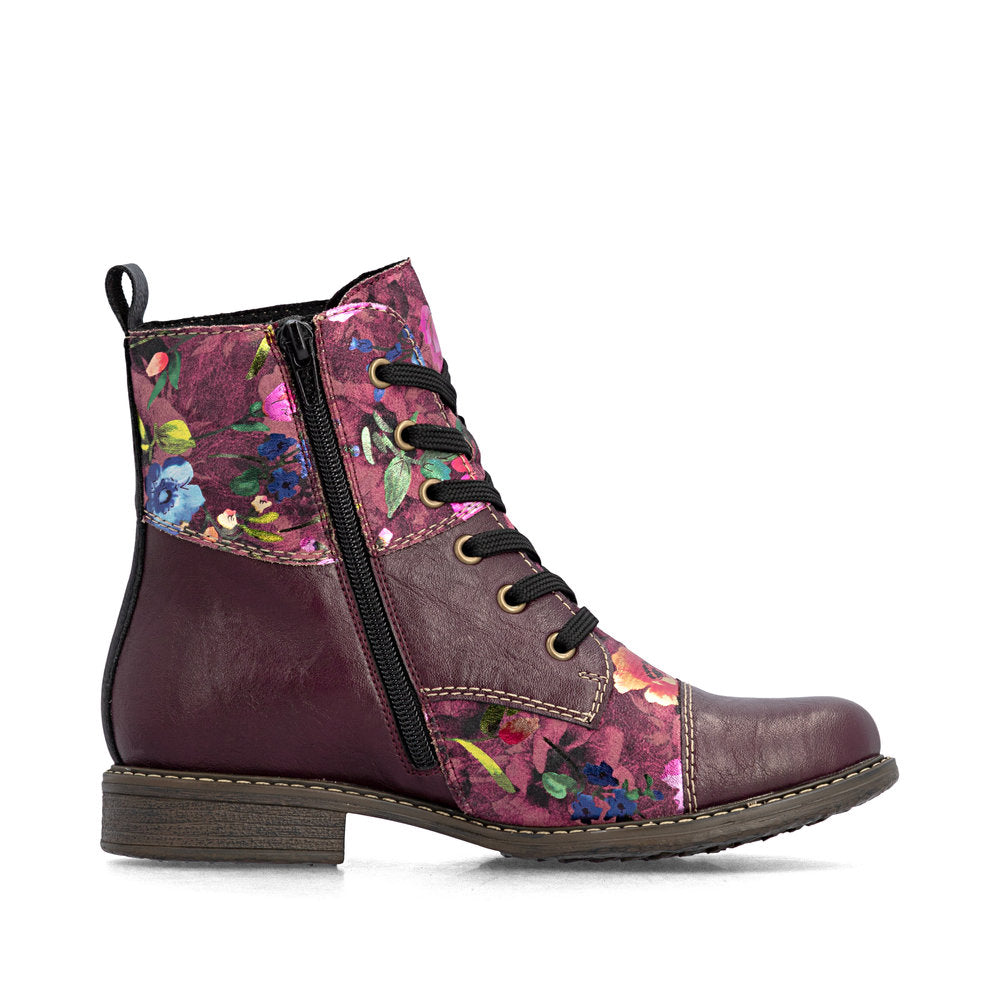 Rieker 74800-30 Red Combination Mid Height Boots