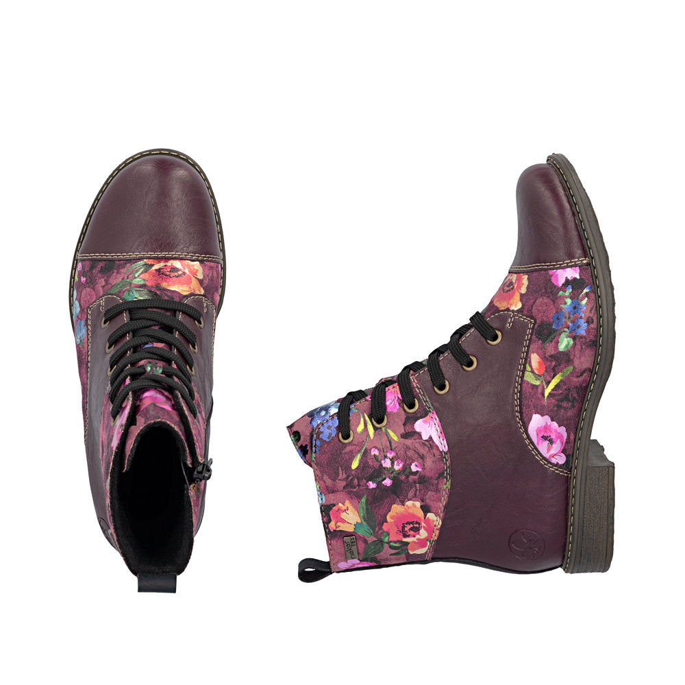 Rieker 74800-30 Red Combination Mid Height Boots