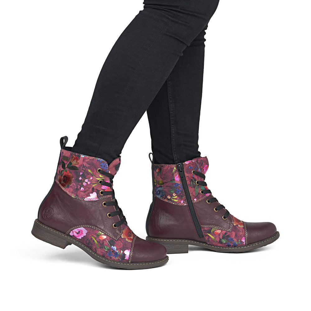 Rieker 74800-30 Red Combination Mid Height Boots