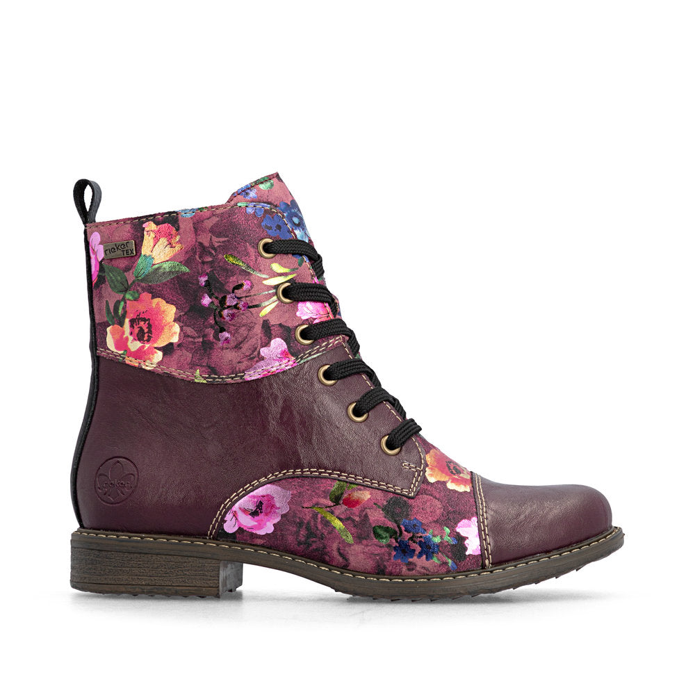 Rieker 74800-30 Red Combination Mid Height Boots