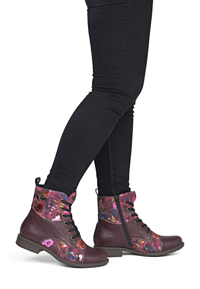 Rieker 74800-30 Red Combination Mid Height Boots
