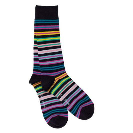 Swole Panda Navy Multi Striped Socks