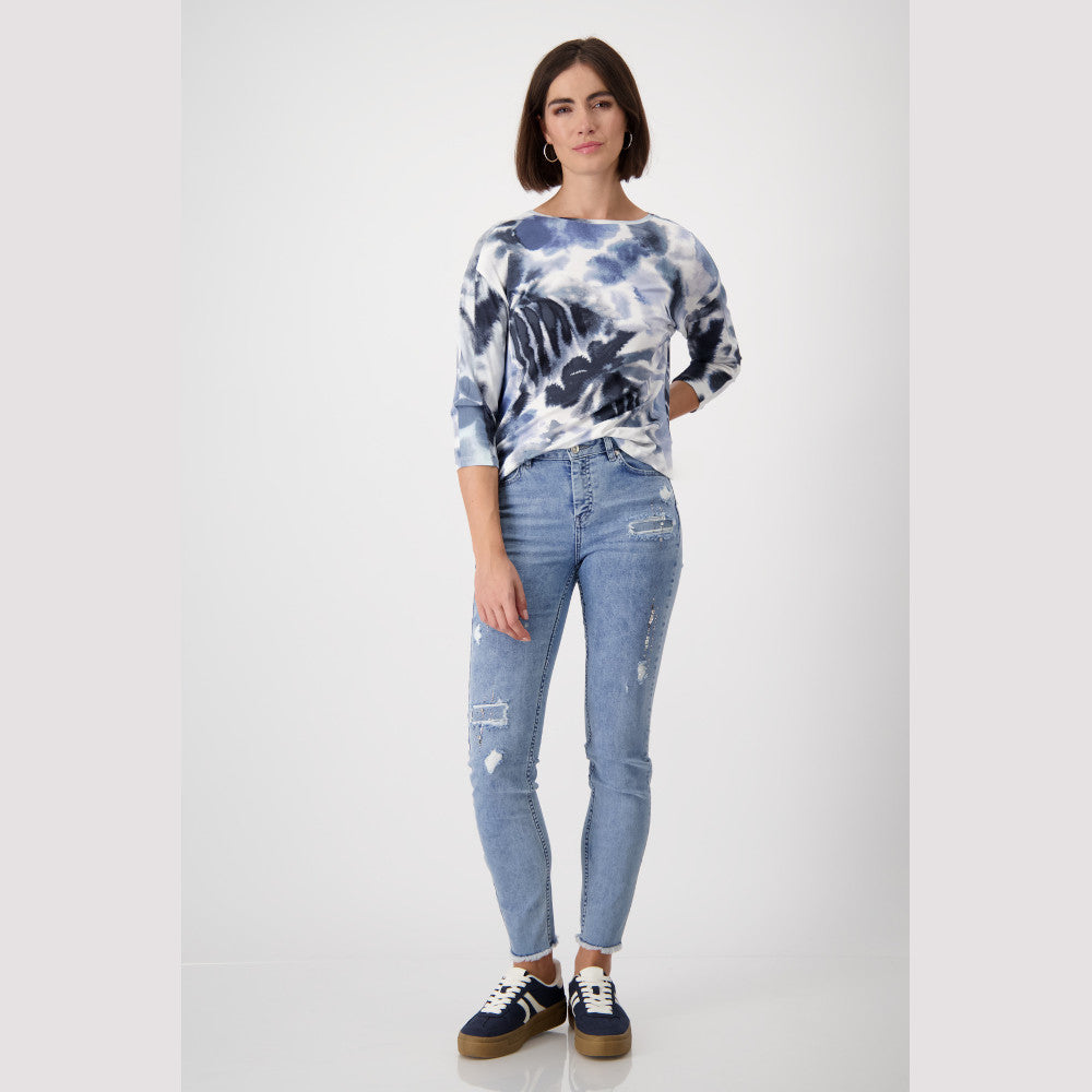 Monari 808101 729 Moonlight Blue Pattern T-Shirt