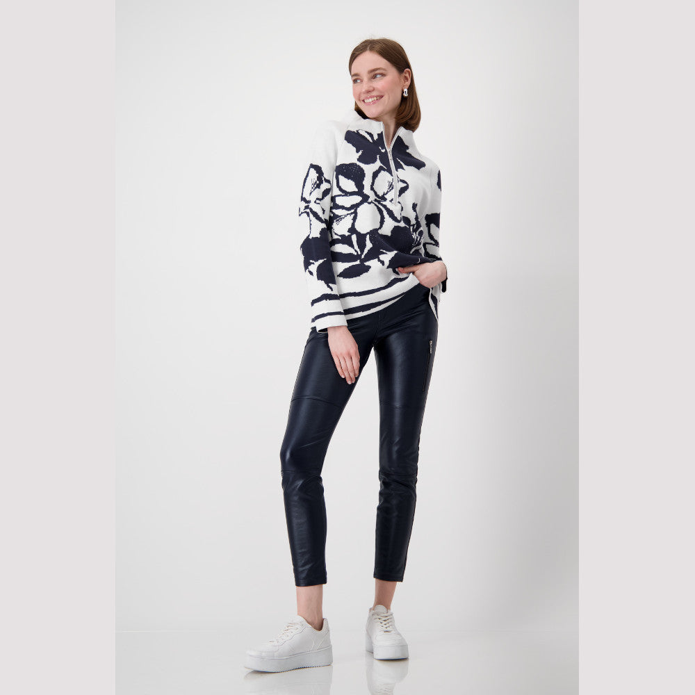 Monari 808161 712 Dark Denim Pattern Pullover