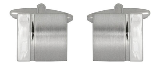 Curved + Stripe Rhodium Cufflinks