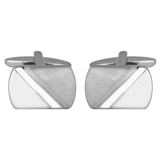 Wallace Diagonal Design Rhodium Cufflinks