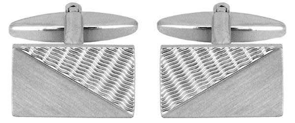 Rectangle Cut Edge + Corner Rhodium Cufflinks