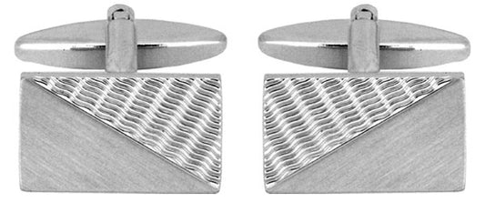 Rectangle Cut Edge + Corner Rhodium Cufflinks