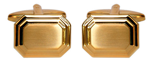 Rectangle Cut Edge + Corner Gold Cufflinks