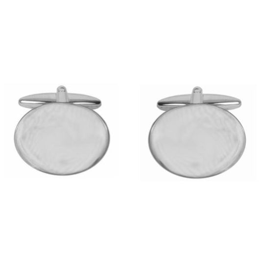 Oval Rhodium Plated Cufflinks
