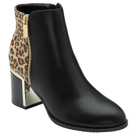 Lotus Athens Black/Leopard Ankle Boots