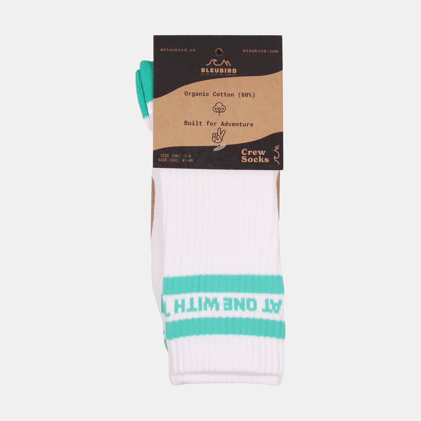 Bleubird Crew Socks - Saga - White/Teal