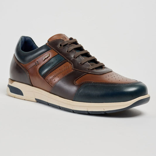 Pod Arrow Navy Leather Trainers