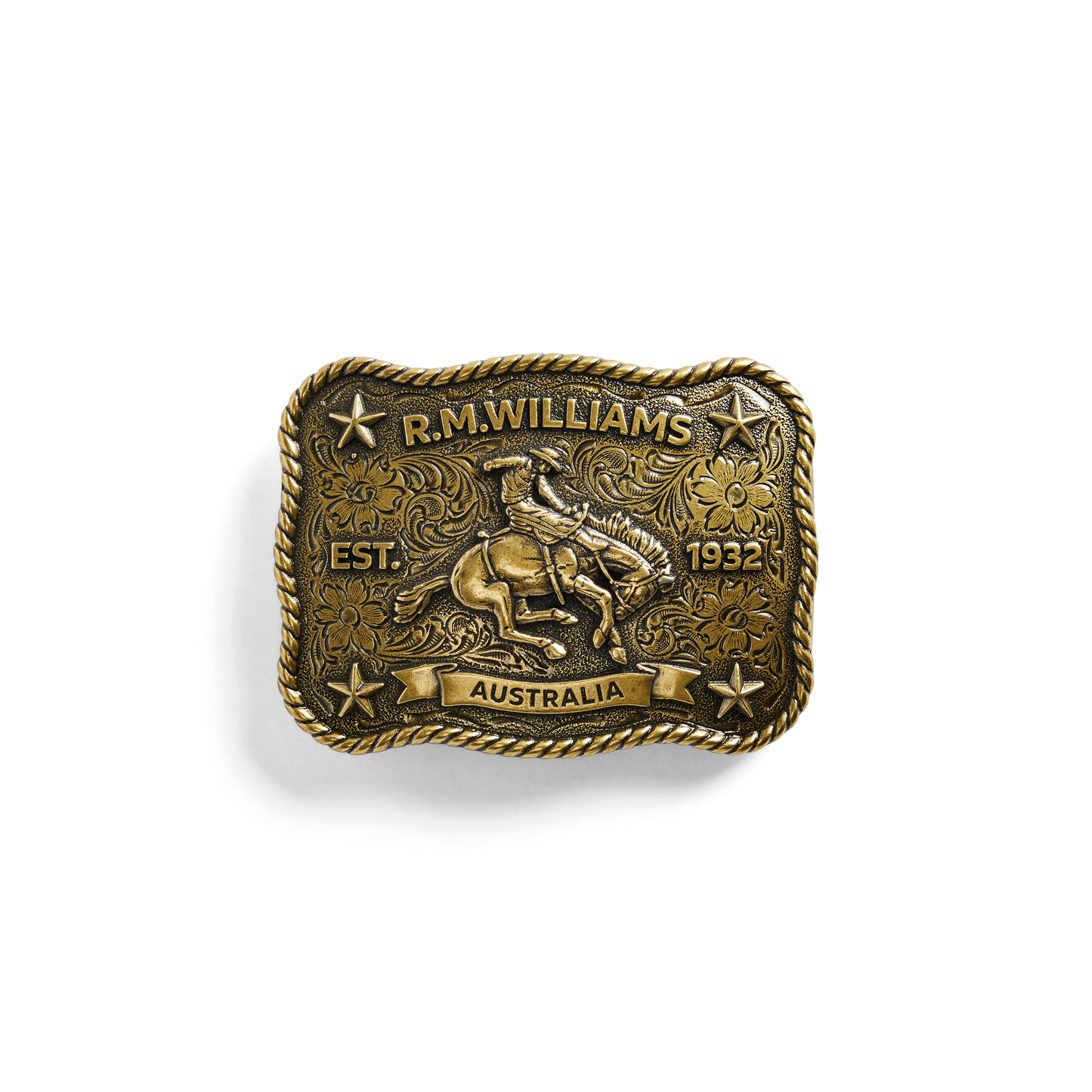 RM Williams Cloudbuster Antique Brass Trophy Buckle
