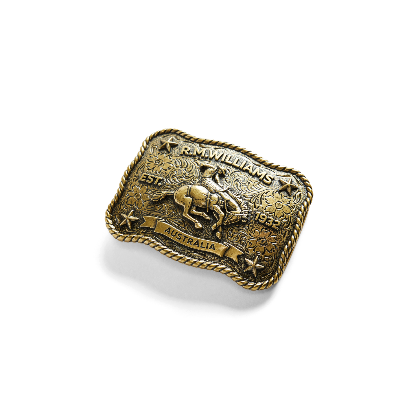 RM Williams Cloudbuster Antique Brass Trophy Buckle