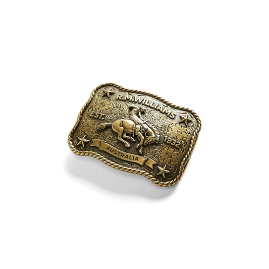 RM Williams Cloudbuster Antique Brass Trophy Buckle