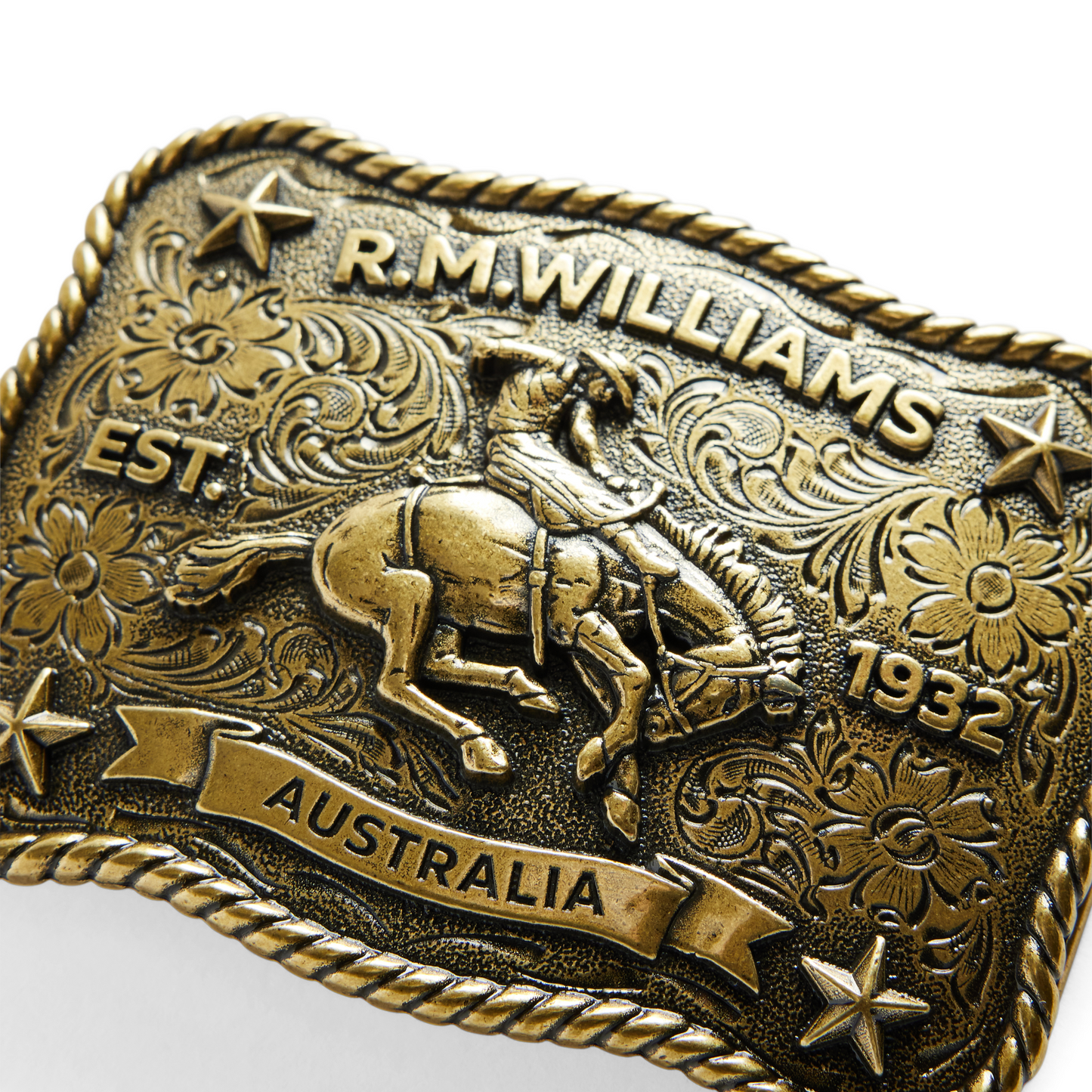 RM Williams Cloudbuster Antique Brass Trophy Buckle