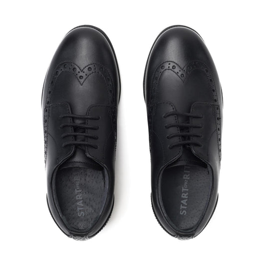 Start Rite Brogue Pri Black Leather School Shoes