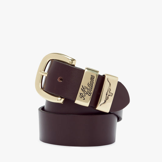 RM Williams Drover Chestnut 1 1/2 Inch 3 Piece Solid Hide Belt
