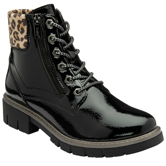 Lotus Charleston Black Patent/Leopard Boots