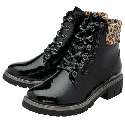 Lotus Charleston Black Patent/Leopard Boots