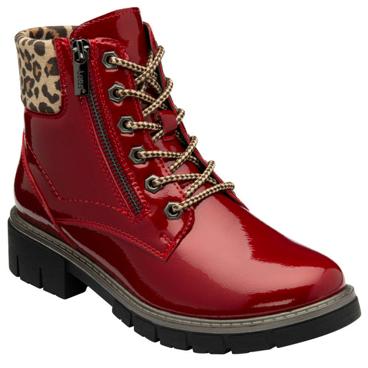 Lotus Charleston Red Patent/Leopard Boots