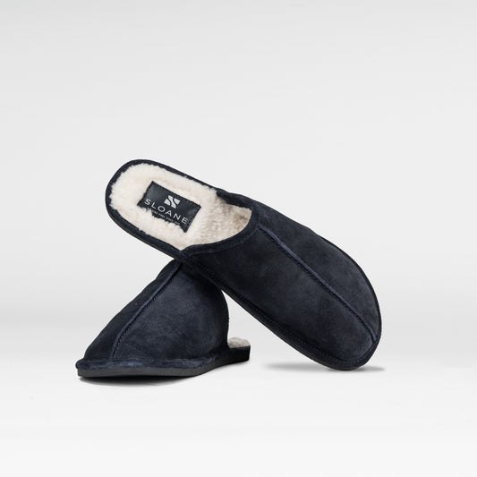 Sloane Charlton Navy Suede Slippers