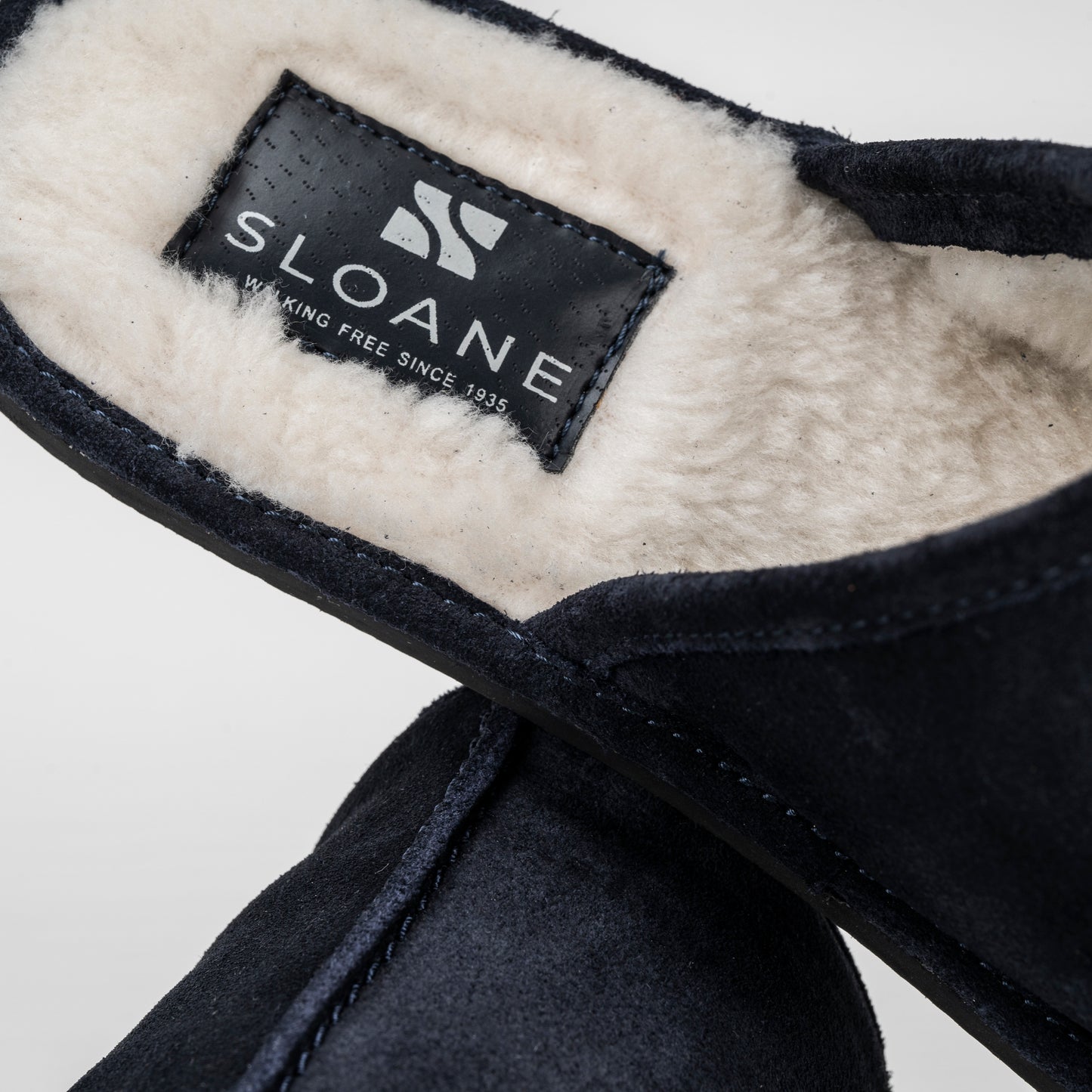 Sloane Charlton Navy Suede Slippers