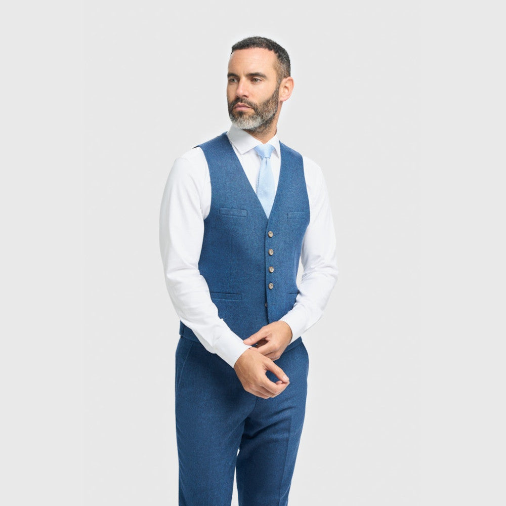 Cavani Wallace Blue Tweed Waistcoat