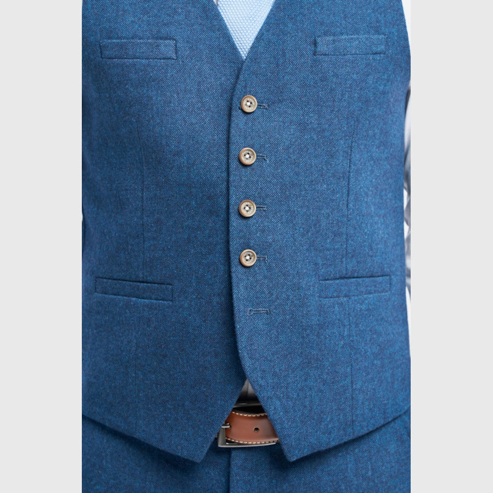 Cavani Wallace Blue Tweed Waistcoat