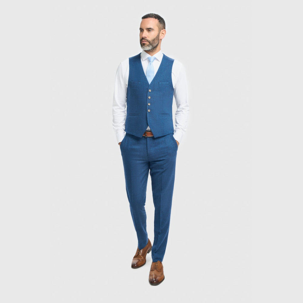 Cavani Wallace Blue Tweed Waistcoat