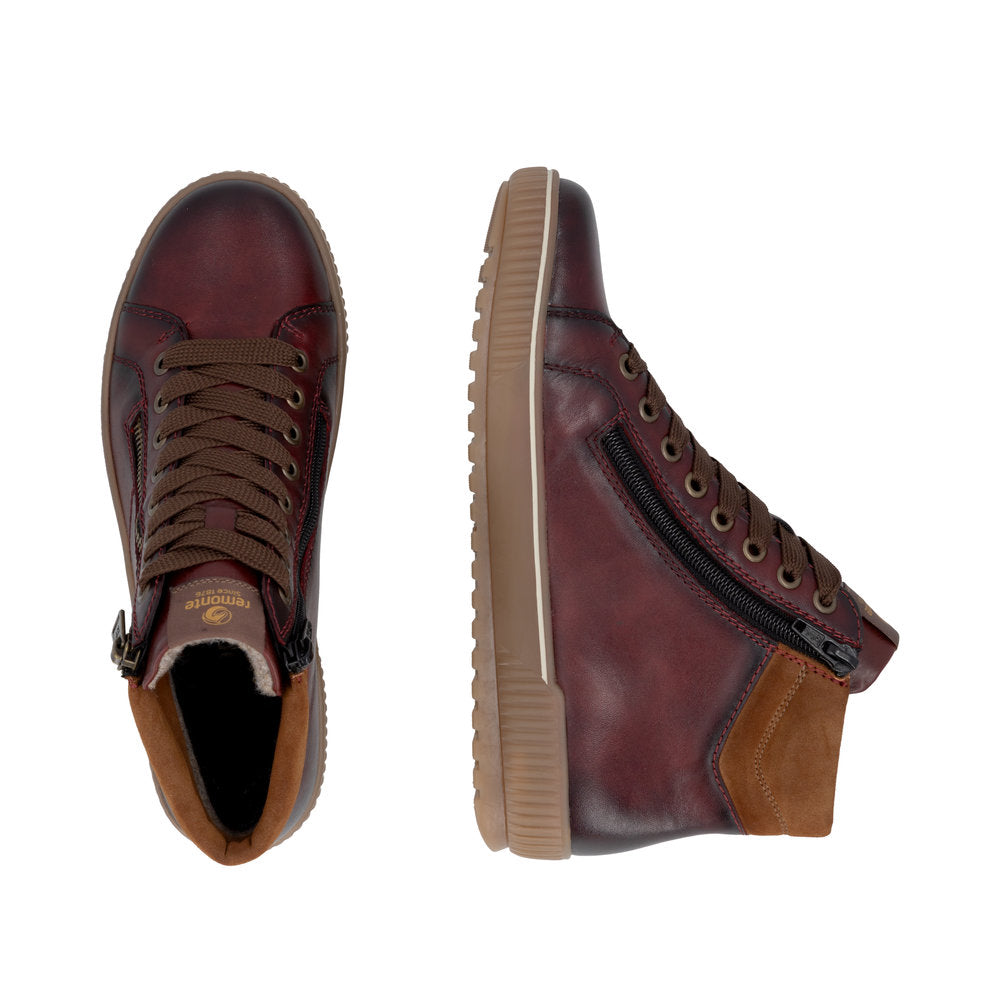 Remonte D0772-37 Red Combination Mid Height Boots