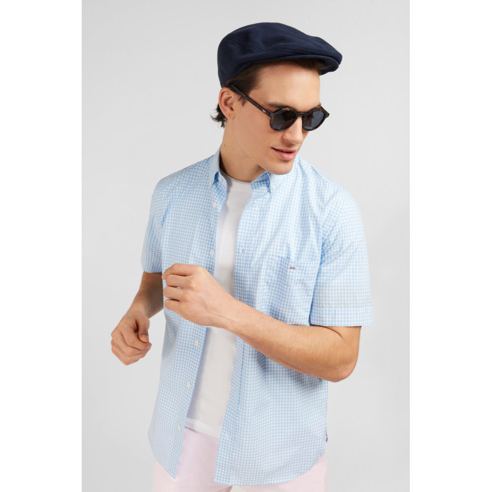 Eden Park Blue Short Sleeve Gingham Shirt