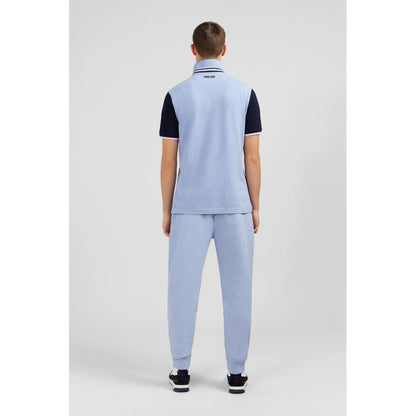 Eden Park Blue Short-Sleeved Polo Shirt With Navy Sleeves