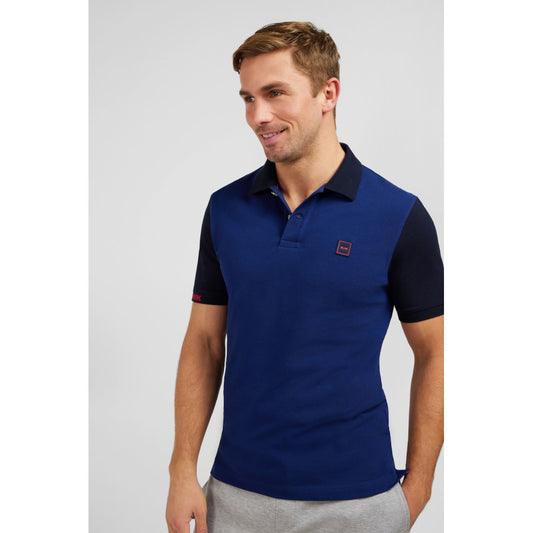 Eden Park Dark Blue Short-Sleeved Polo Shirt With Navy Sleeves