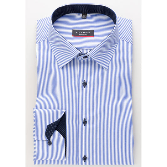 Eterna 8992 16 X14P Blue And White Stripe Modern Fit Shirt