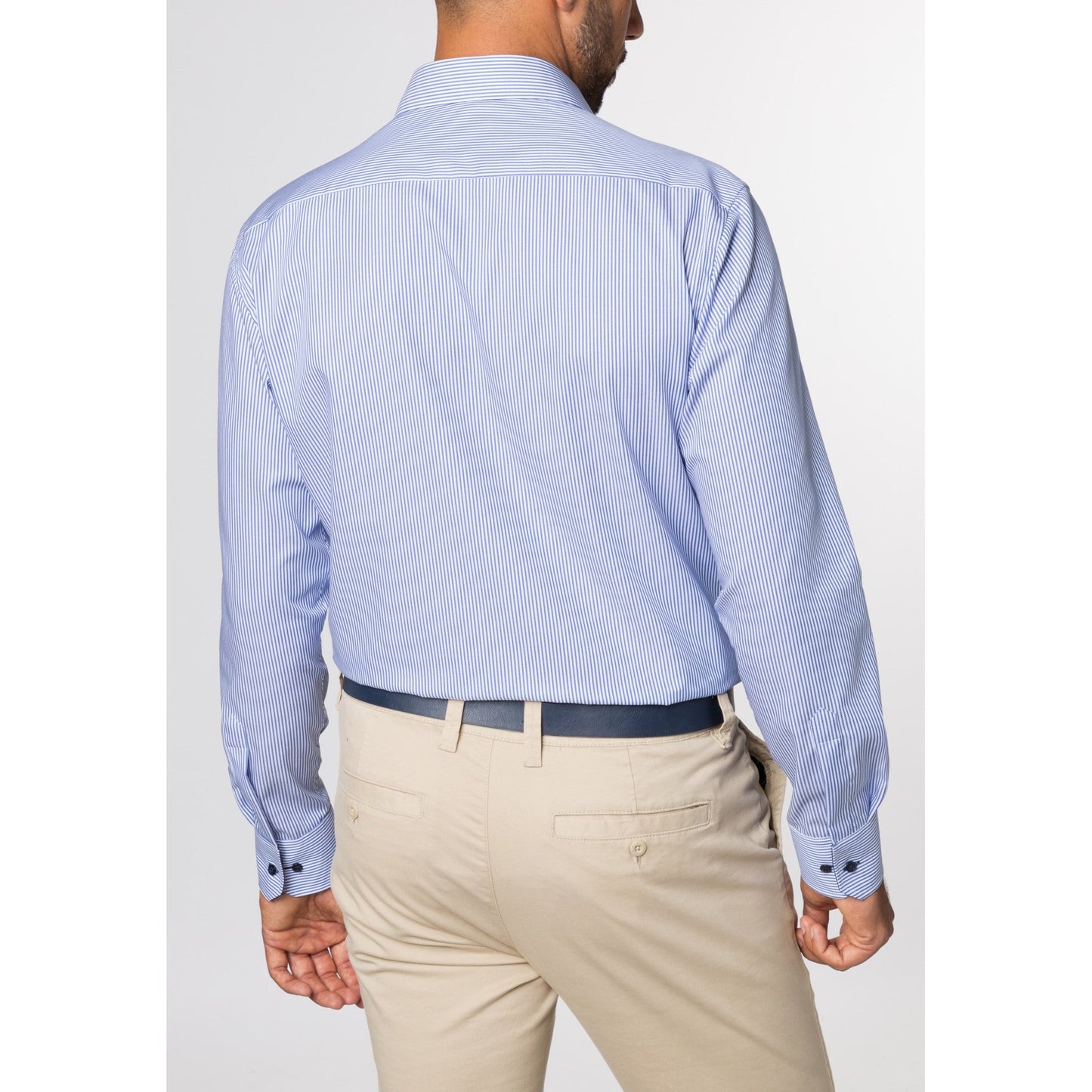 Eterna 8992 16 E15P Blue And White Stripe Comfort Fit Shirt