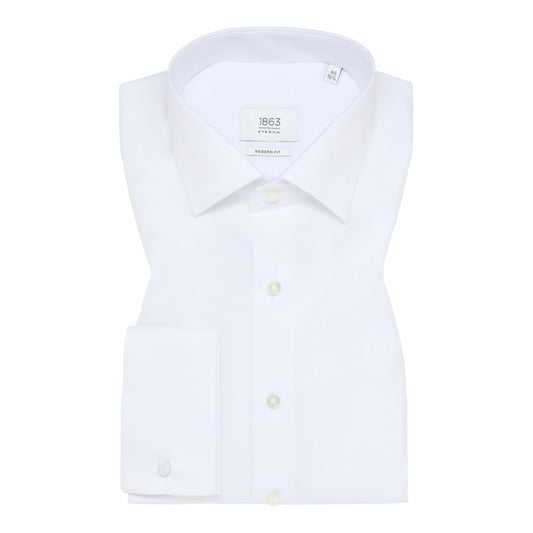 Eterna 8005 00 X659 Modern Fit White 2 Ply Double Cuff Long Sleeve Shirt