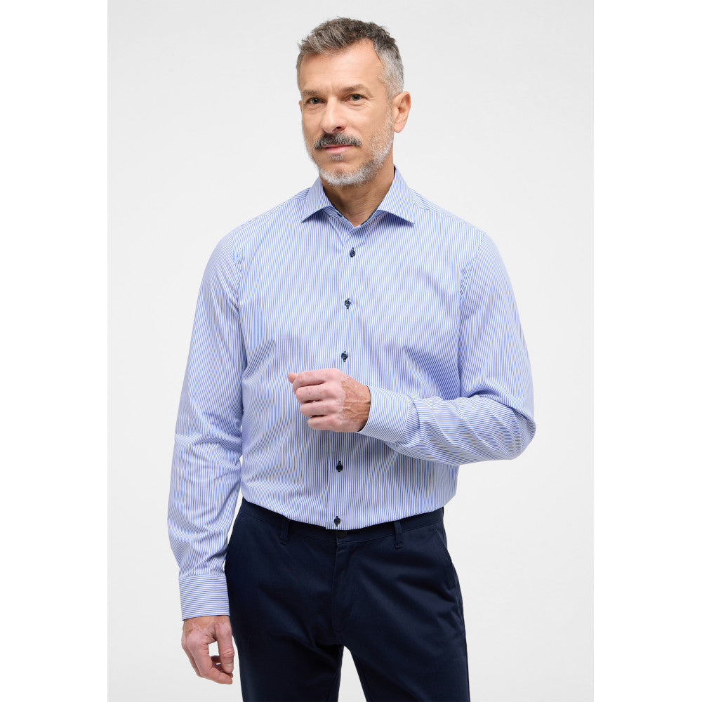 Eterna 8992 16 F140 Blue Stripe Slim Fit Shirt