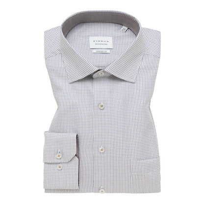 Eterna 4065 22 E15K Beige Check Comfort Fit Shirt