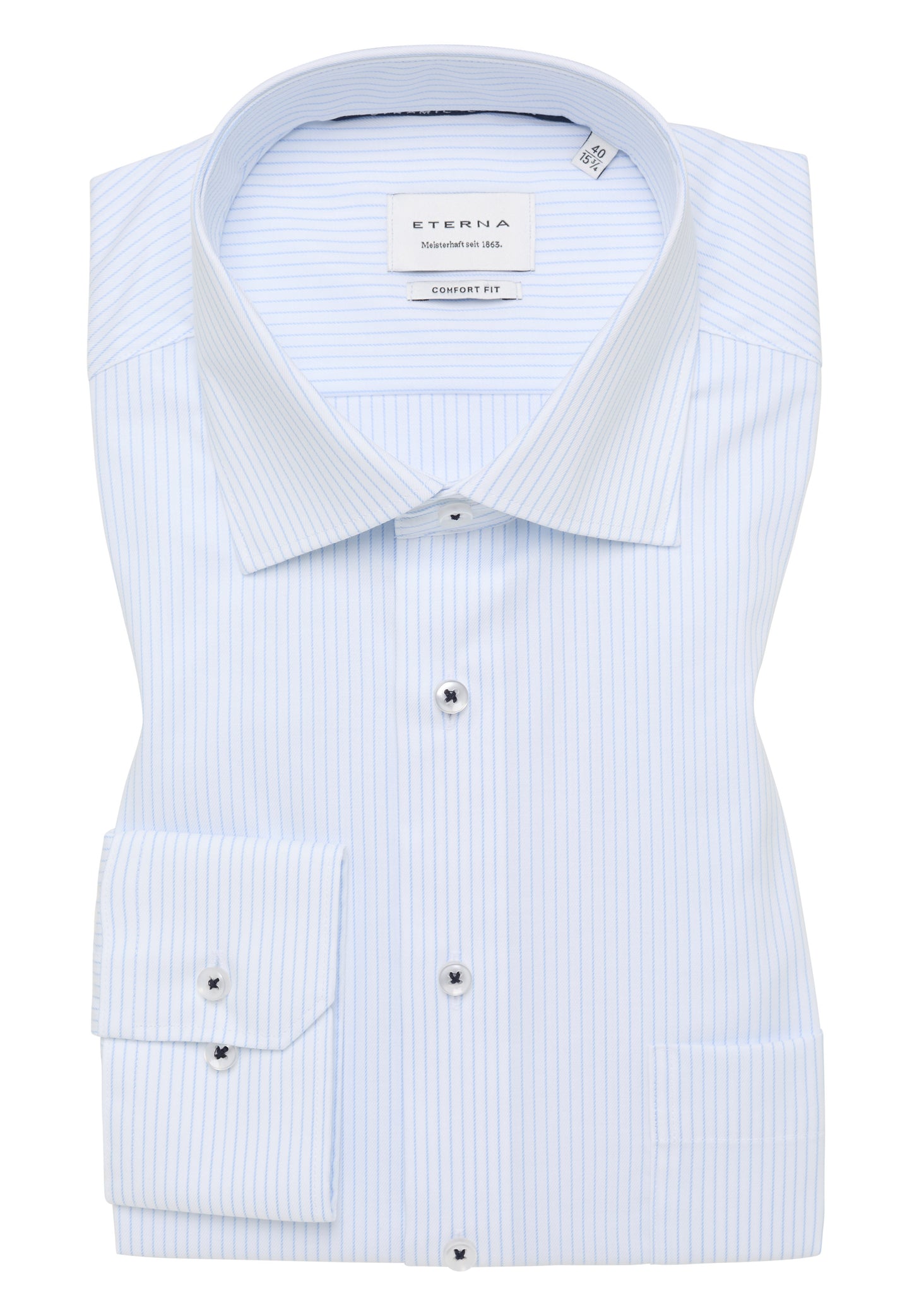 Eterna 1396 12 E19K White Blue Comfort Fit Shirt