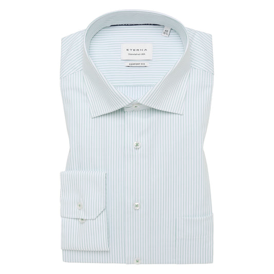 Eterna 1396 40 E19K White Green Stripe Dress Shirt