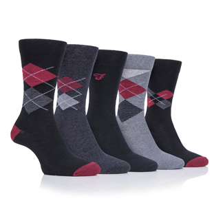 Farah Black/Berry Pattern Sock 5 Pack