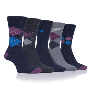 Farah Navy/Wine Pattern Sock 5 Pack